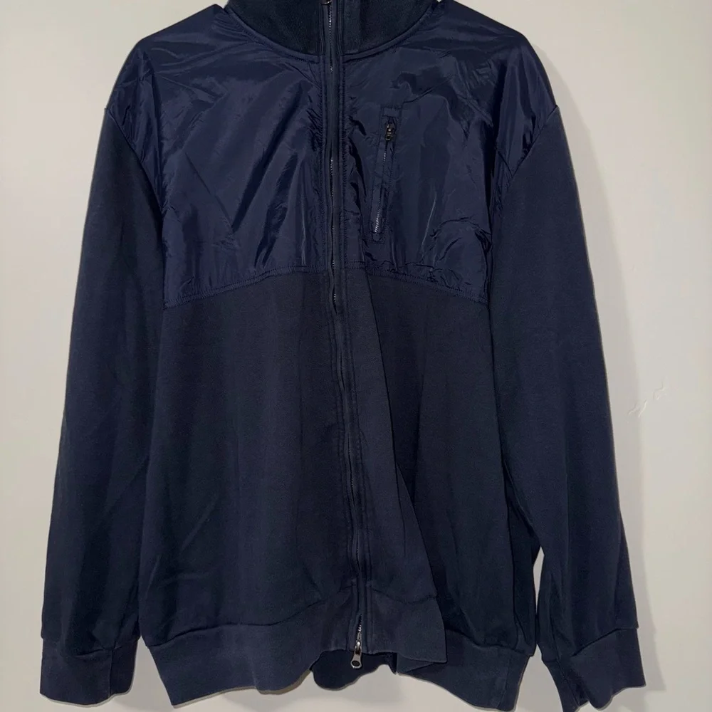 Saks on‎ Fifth Black label Black Zip Up Jacket 100% cotton int 100% nylon ext